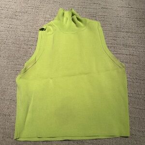 Zara Vibrant Green Sleeveless Mock Neck Top